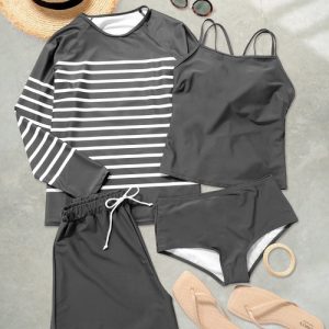 OSYAREVO 水着 レディース 体型カバー ラッシュガード 紫外線カット率 99％以上 UPF50+ uvカット フィットネス 水陸両用 キャミソール ビキニ