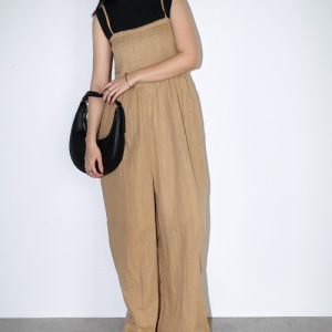 andme サロペット オーバーオール ベアトップイージーワイドサロペット レディース