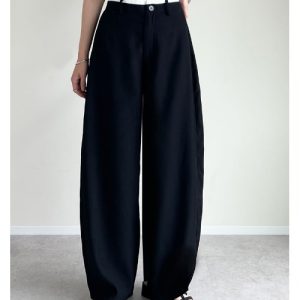 Re:EDIT パンツ 「低身長/高身長サイズ有」ツイルウエスト切り替えバレルレッグパンツ レディース