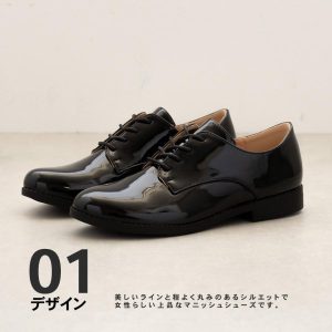 SVEC オックスフォードシューズ レディース レースアップシューズ マニッシュシューズ オジ靴 革靴 靴 エナメル おしゃれ 黒