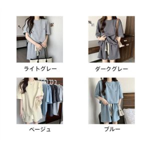 セットアップ レディース 春夏新作 半袖Tシャツ ショット丈パンツ 2点セット スウェットセット スポーツウェア 運動着 部屋着 カジュアル ジャージ