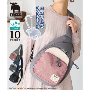 SHIROHATO ボディバッグ 斜めがけバッグ moz モズ 10ポケット肩ひも長め軽量ボディバッグ モバイル収納 リフレクター付 nissen ニッセン