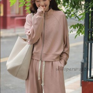 2点セット ジャージ レディース セットアップ 抜け感 おしゃれ スウェット 体型カバー 上下セット 春 秋 ルームウェア 部屋着 長袖 ト